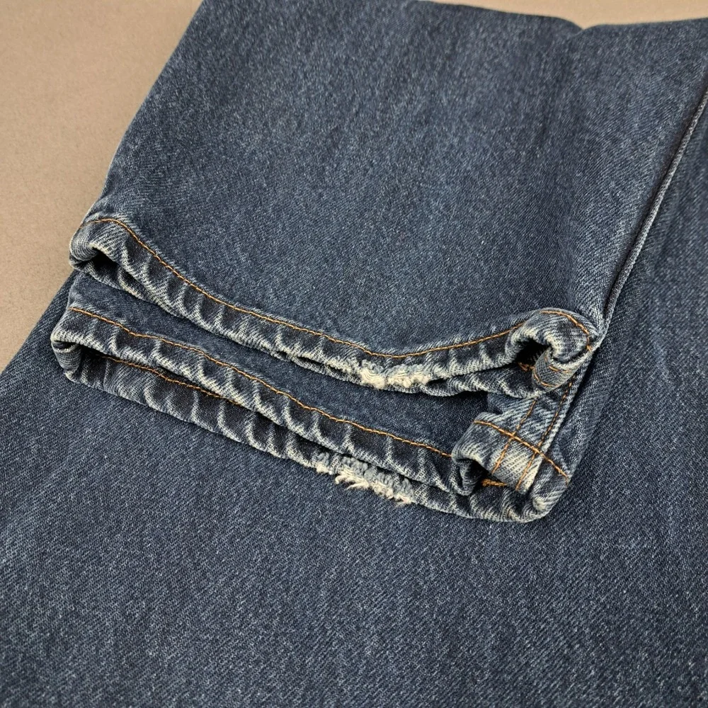 Vintage Levis 550 Jeans Mens 38x34 Dark Blue Denim Relaxed Fit Pants Batwing 90s